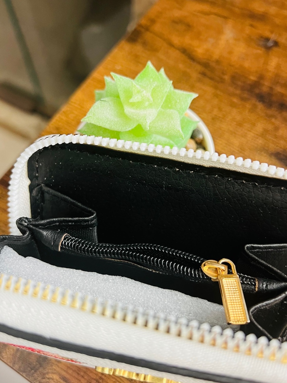Coach White Strawberry Zip Card Wallet with Gold Logo - Picture 4 of 9